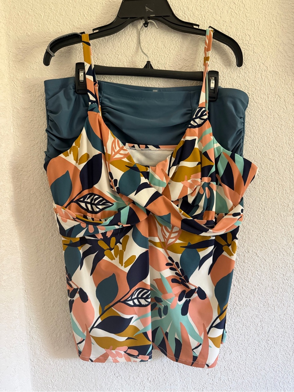 Floral Multicolor Tankini Top with high waisted bottoms
